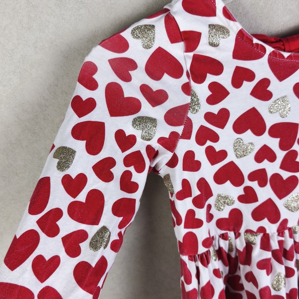 Tommy Bahama Girls Heart Dress Size 7 Red Gold Valentine Long Sleeve‎ - Picture 4 of 6